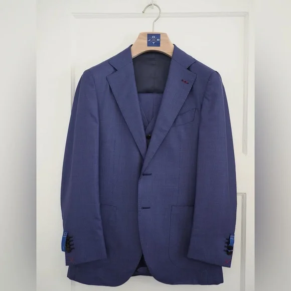 SuitSupply x Jort 3-Piece Blue Wool Suit - Picture 1 of 11